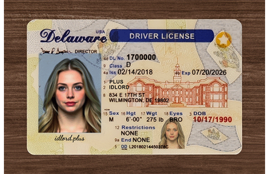 Delaware Fake id front side