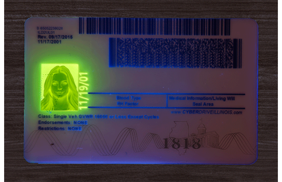 Illinois Fake id front side