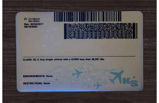 Kansas Fake id front side