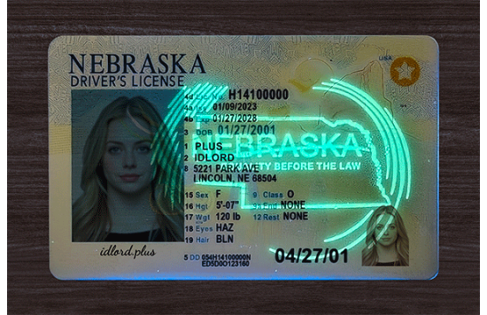 Nebraska Fake id front side