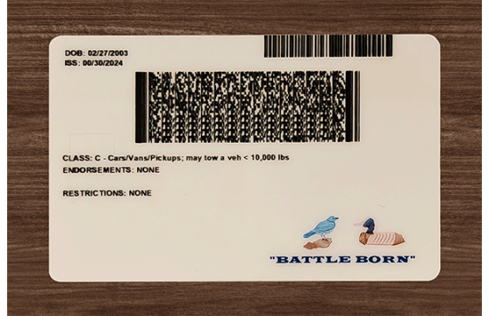 Nevada Fake id front side