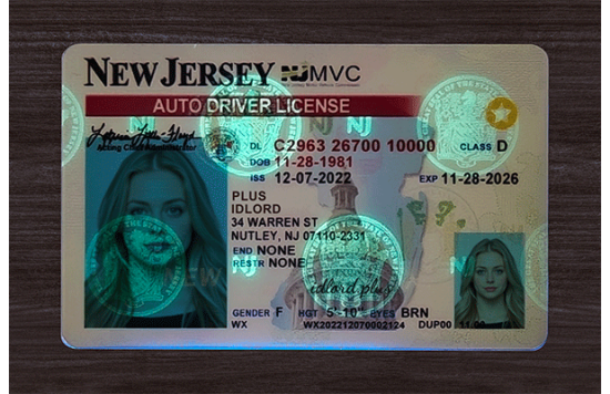 New Jersey Fake id front side