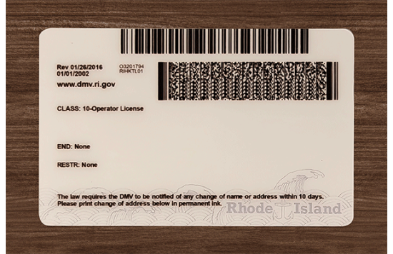 Rhode Island Fake id front side