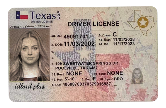 Texas Fake id front side