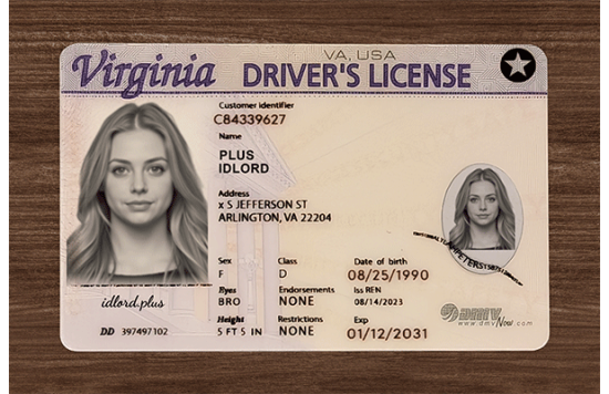 Virginia Fake id front side