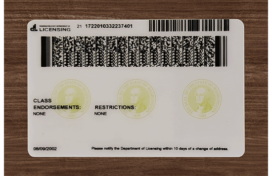 Washington Fake id front side
